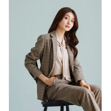 ホワイトジョーラ(WHITE JOOLA)の【 洗える 】 トラッドチェック・テーラードダブルジャケット