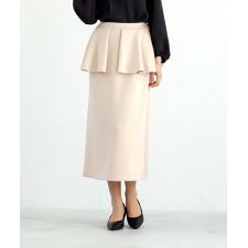 【 リラクシーに映える 】 ハイストレッチライトポンチ・ペプラムレイヤードストレートスカート