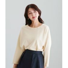 【 ディテール映え 】 ドライタッチフライス・ランダムパールライクドルマンブラウス