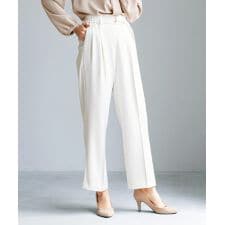 【 サッシュベルト付 】センタープレス・タックワイドストレートパンツ