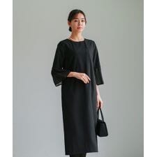 喪服・礼服【洗えるフォーマル】フロント開き・フレアシフォン袖ワンピース