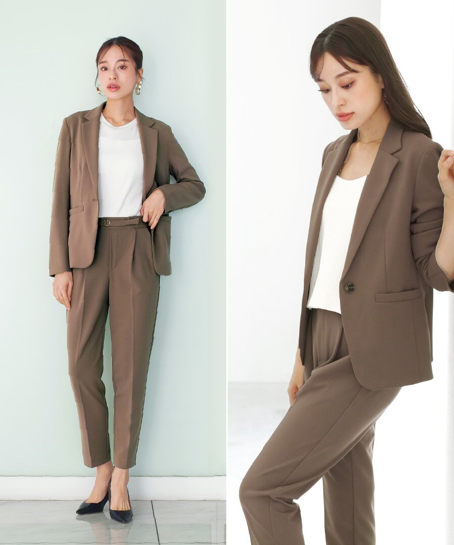 Emilyan 手洗い可◎テーラード/テーパードパンツ/セットアップ/スーツ 手洗いできるハイストレッチジョーゼット】テーラードジャケット