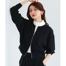 【 洗える・ストレッチ 】 梨地ストレッチ・ダブルジップリブブルゾン