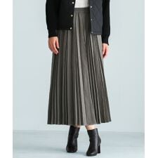 【 一枚で着映える 】 ピーチスキン・変形アコーディオンプリーツスカート