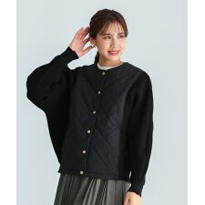 【 暖か＆軽やか 】 ダイヤキルト×リブニットブルゾン