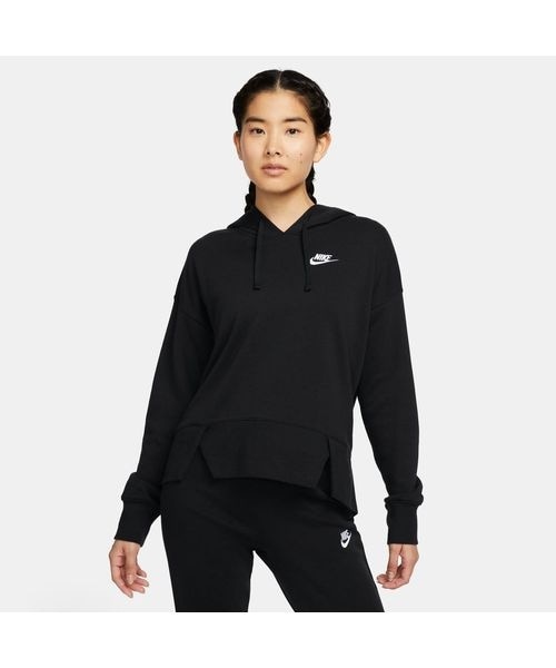 [}C]̑gbvX AS W NSW CLUB FLC HOODIE SSNL/iCLiNIKEj BLACK^WHITE