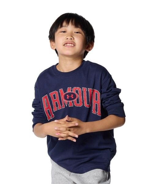 [}C]TVciTj UA HEAVYWEIGHT COTTON GRAPHIC LONG SLE/A_[A[}[iUNDER ARMOUR j Midnight Navy ^ ^ R