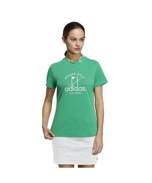 ハイネック PLAY GREEN グラフィック半袖モックネックシャツ | アディダス(adidas) | マルイウェブチャネル