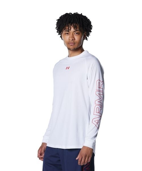 [}C]TVciTj UA TECH GRAPHIC LS T-SHIRTS/A_[A[}[iUNDER ARMOUR j White ^ ^ Red