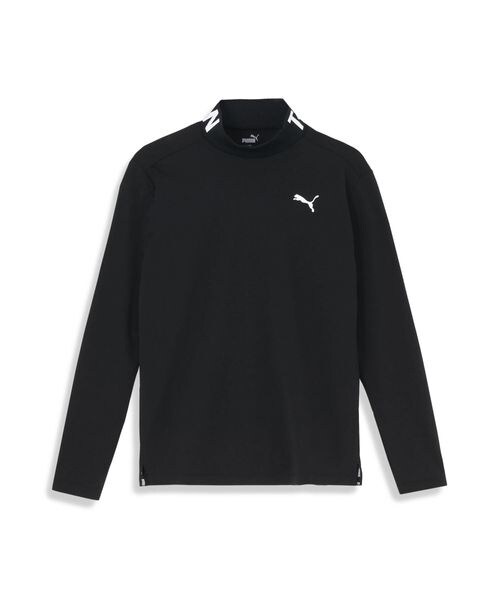 ハイネック ゴルフ ストレッチスムーススローガンロゴLSモックネック