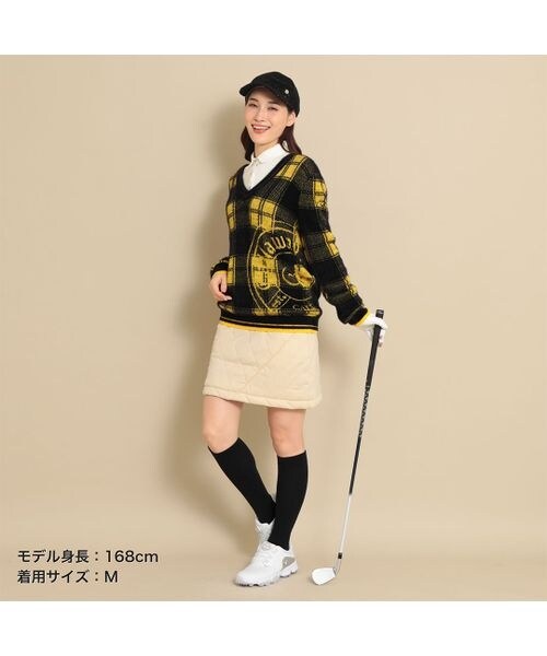 スウェット・パーカー チェックジャカードVネックヘアリーニット