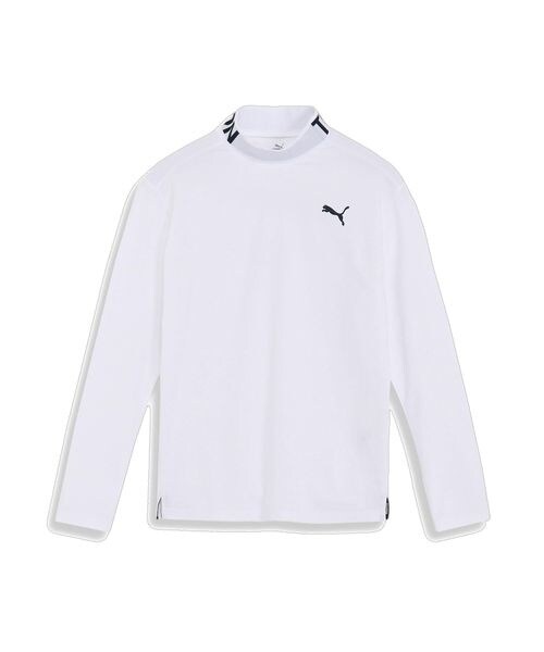 ハイネック ゴルフ ストレッチスムーススローガンロゴLSモックネック