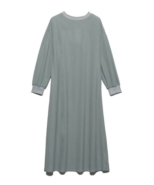 リネンクルーネックワイドワンピース その他トップス リネンライクジャージ クルーネックワンピース LADIES