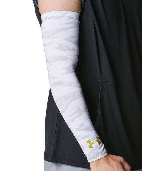 [}C]Xgoh UA Arm Sleeve/A_[A[}[iUNDER ARMOUR j White ^ ^ Gold