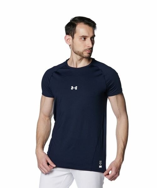 [}C]A_[Vc UA HG COMFORT FITTED SS CREW/A_[A[}[iUNDER ARMOUR j Midnight Navy ^ ^