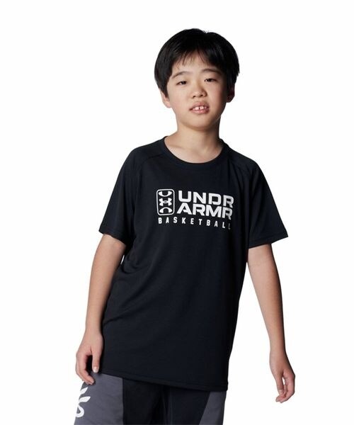 [}C]vNeBXV[c UA Tech Logo Short Sleeve T-Shirt/A_[A[}[iUNDER ARMOUR j Black ^ ^ White