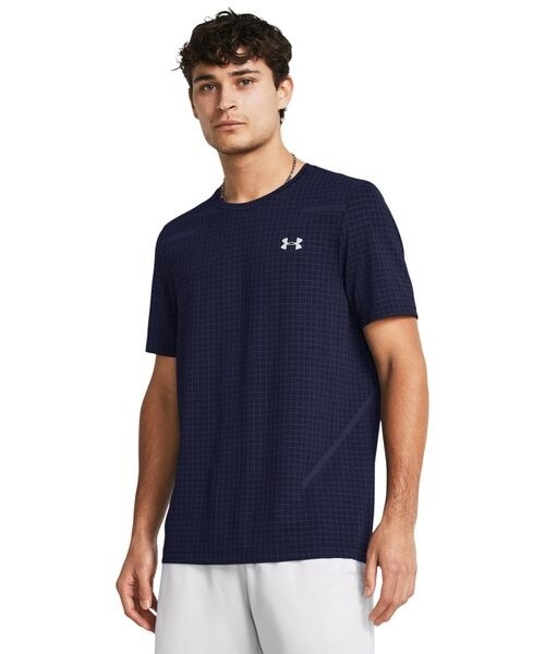[}C]TVciTj UA Seamless Grid SS/A_[A[}[iUNDER ARMOUR j Midnight Navy ^ ^ M