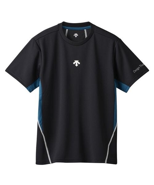 デサント　Tシャツ　バレーボール用シャツ 黒/赤 幾何学模様 デサント(DESCENTE) バレーボールウェア 半袖シャツ 半袖