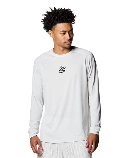 [}C]TVciTj CURRY TECH LOGO LS T-SHIRTS/A_[A[}[iUNDER ARMOUR j White Clay ^ ^ Blac