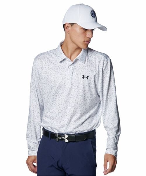 [}C]VcE|Vc UA Playoff Printed Long Sleeve Polo/A_[A[}[iUNDER ARMOUR j White ^ ^ Black