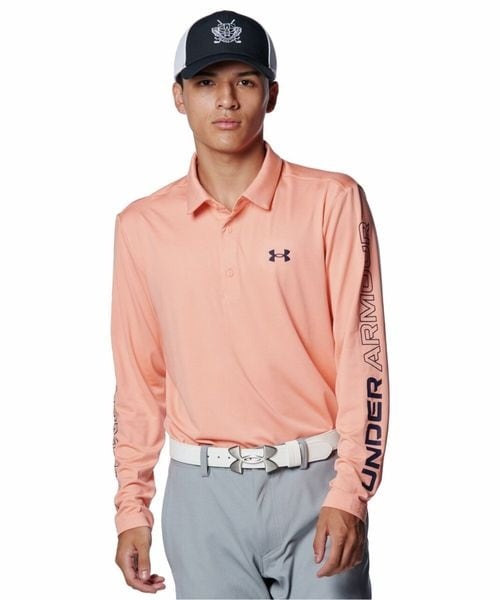 [}C]VcE|Vc UA Playoff Wordmark LS Polo/A_[A[}[iUNDER ARMOUR j Aero Orange ^ ^ Mid