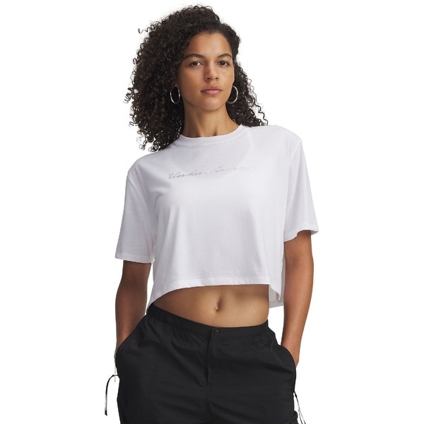 [�}���C]���f�B�[�X�A�p���� UA W WM CROP SS/�A���_�[�A�[�}�[�iUNDER ARMOUR �j White / / White