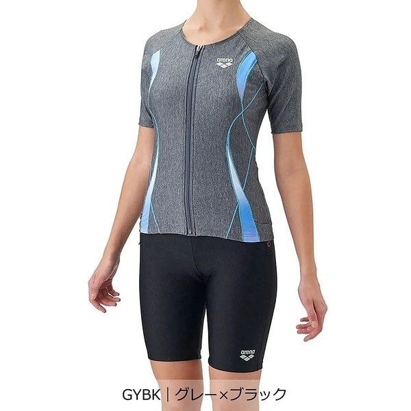 arenaセパレート水着 Mサイズ グレー/ブルー Wacoal 半袖 アリーナ