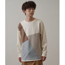 ダンボール フェイク レイヤード クルーネック