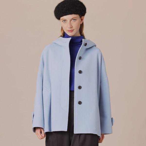 ROSLEY/ロズリー】ファインウールメルトンフーデットショートコート