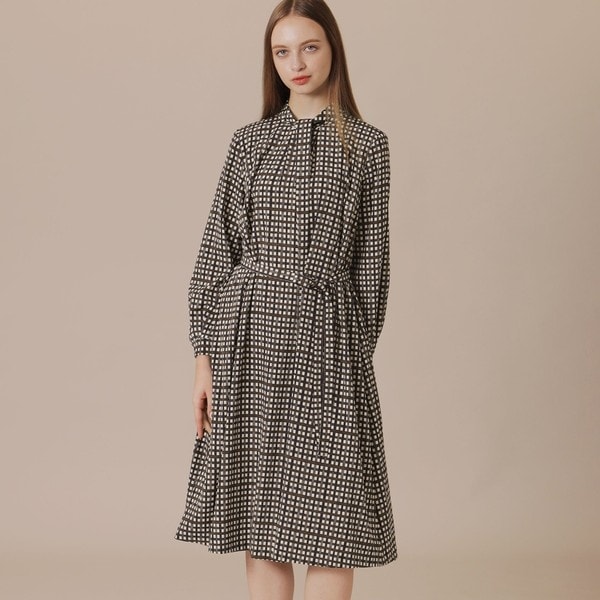 マッキントッシュロンドン　クラシカルチェックプリントワンピース　洗える　春秋冬 WEB・一部店舗限定】クラシカルチェックプリントワンピース