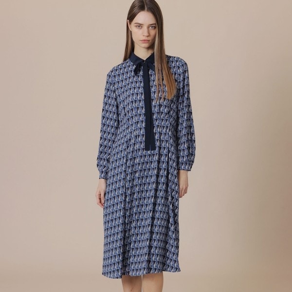 新品　ブルーレーベル　クレストブリッジチェックオーガンプリントコンビドレス　38 BLUE LABEL CRESTBRIDGE ワンピース 「美人百花コラボ」クレスト