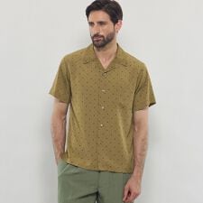 【LEON掲載】小紋プリントオープンカラーシャツ