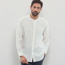 【LEON掲載】ハイカウントリネンバンドカラーシャツ | マッキントッシュ ロンドン(MACKINTOSH LONDON)