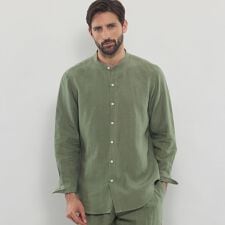 【LEON掲載】ハイカウントリネンバンドカラーシャツ | マッキントッシュ ロンドン(MACKINTOSH LONDON)