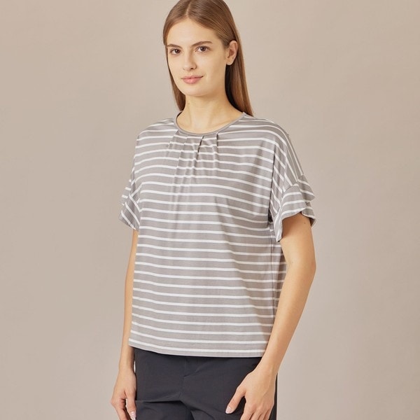 tシャツ 「婦人画報掲載」「The Essential Collection」プレーティング天竺ボーダー半袖Ｔシャツ レディース 婦人画報掲載】【The Essential Collection】プレーティング天竺