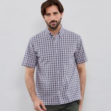 シアサッカーリネンギンガム 半袖ボタンダウンシャツ