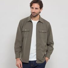 ウールポリエステル フルジップシャツブルゾン