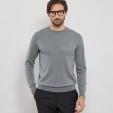 14ゲージウォッシャブルウールクルーネックニット