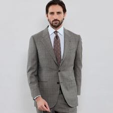 ウールシルク グレンチェックスーツ