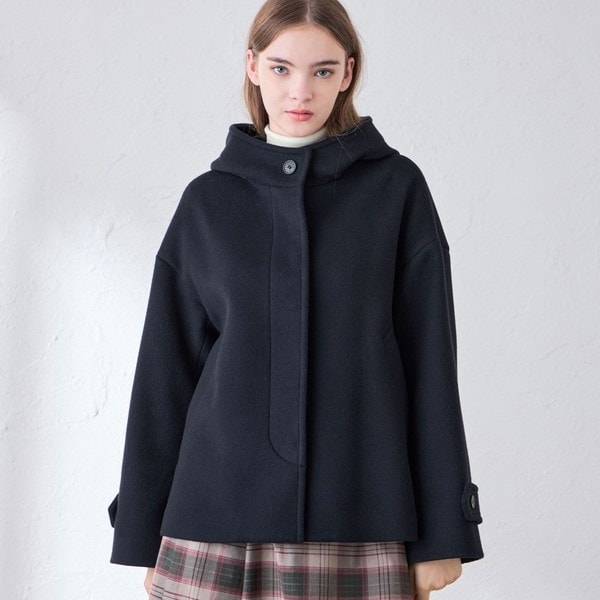 ROSLEY/ロズリー】ダブルフェイスモッサフーデッドショートコート
