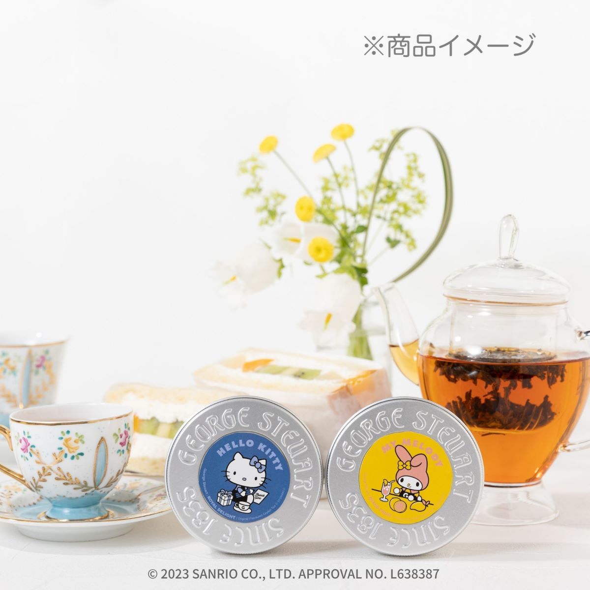 ハローキティ＆マイメロディ】ﾘｰﾌﾃｨ-ﾐﾆ缶2個オリジナルポーチ付