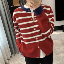 ボーダー柄カーディガン レディースニット