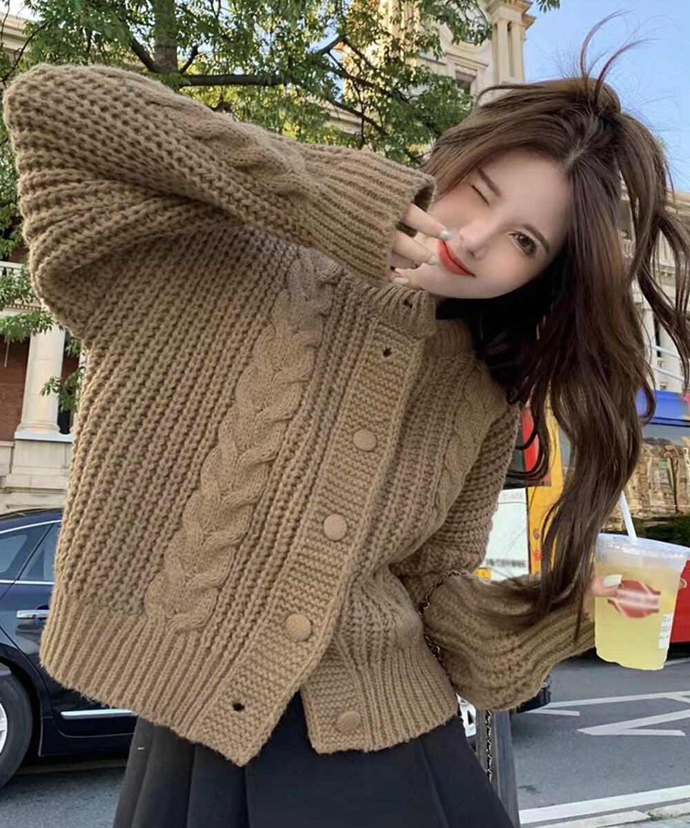 ニットカーディガン ショート丈 厚手秋冬 | ミニミニストア