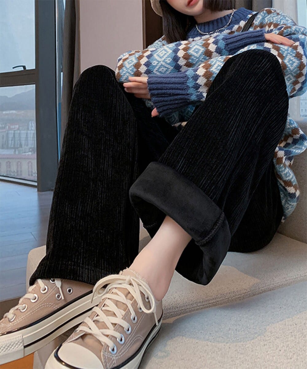 裏起毛 コーデュロイパンツ レディース冬