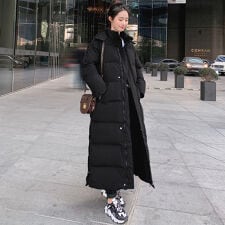 フード付きキルティングコート レディース