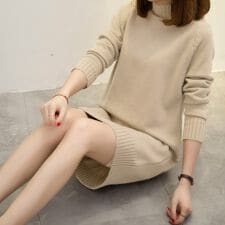 ニットチュニック 長袖 ニットトップス