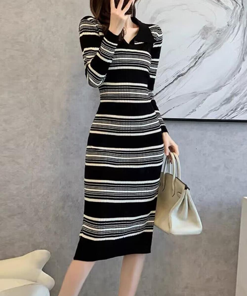 ニットワンピース ボーダー柄タンクワンピ | ミニミニストア