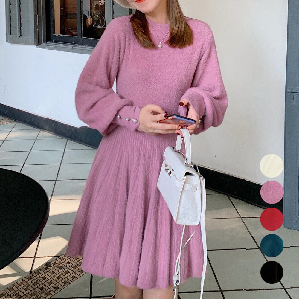 ニットワンピース ミンクタッチミニワンピ | ミニミニストア