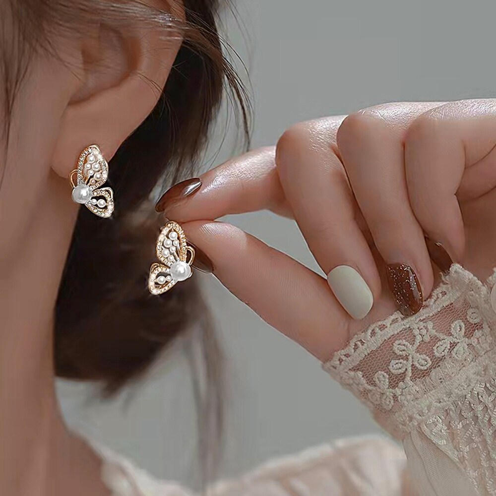 1241】ゴールド・ブラウンリングデザインピアス／イヤリング