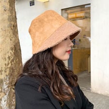 バケットハット ボア スエード調 帽子